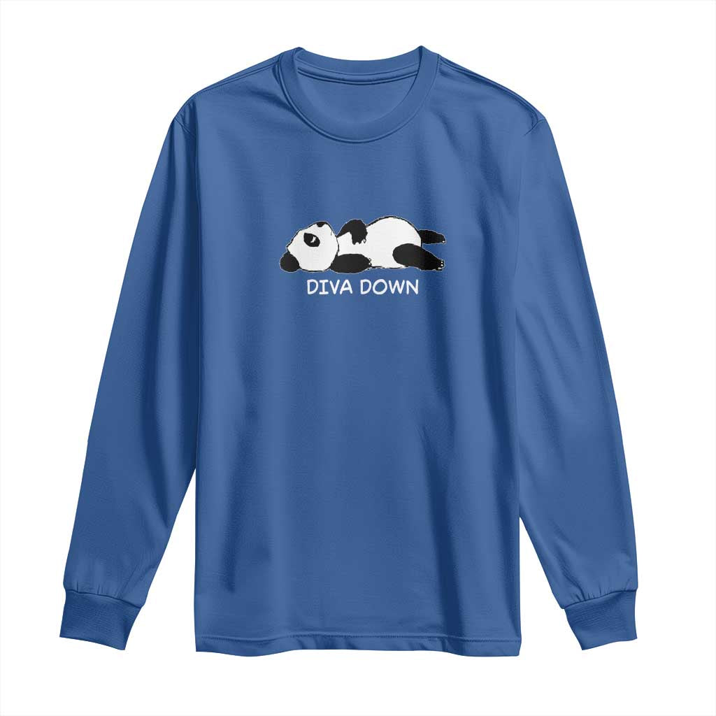 Diva Down Long Sleeve Shirt Funny Lazy Panda Meme TS14 Royal Blue Print Your Wear