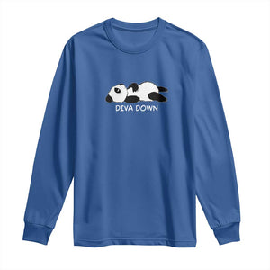 Diva Down Long Sleeve Shirt Funny Lazy Panda Meme TS14 Royal Blue Print Your Wear