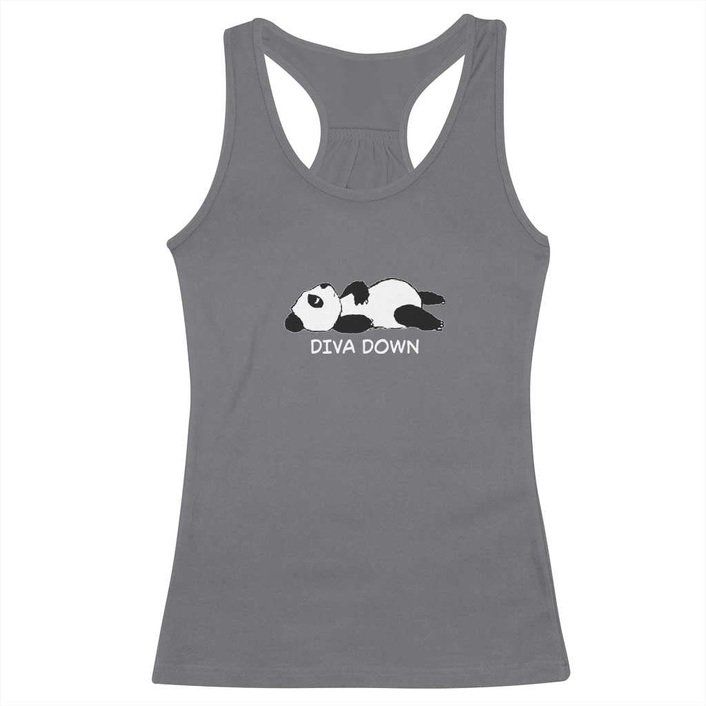Diva Down Racerback Tank Top Funny Lazy Panda Meme TS14 Charcoal Print Your Wear