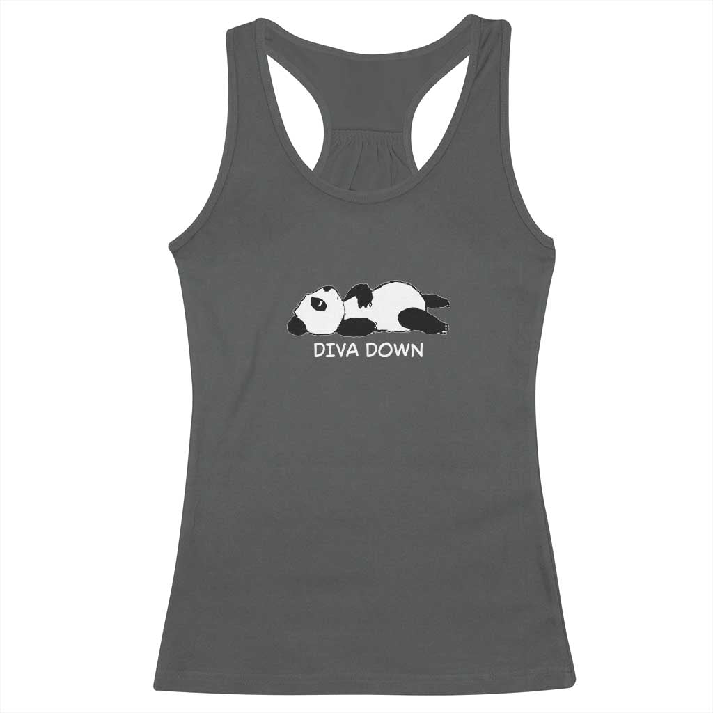 Diva Down Racerback Tank Top Funny Lazy Panda Meme TS14 Dark Heather Print Your Wear