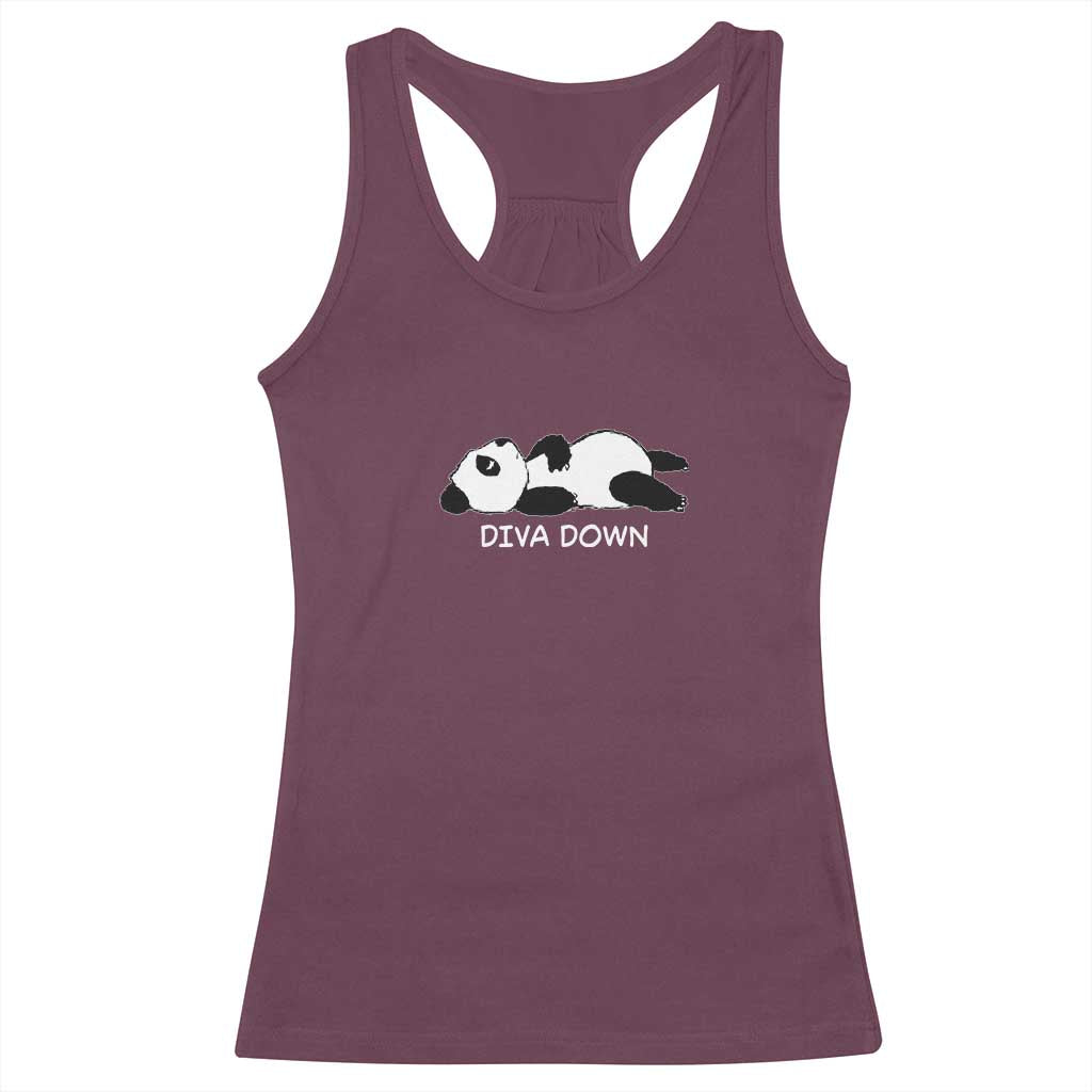 Diva Down Racerback Tank Top Funny Lazy Panda Meme TS14 Maroon Print Your Wear