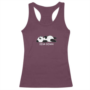 Diva Down Racerback Tank Top Funny Lazy Panda Meme TS14 Maroon Print Your Wear