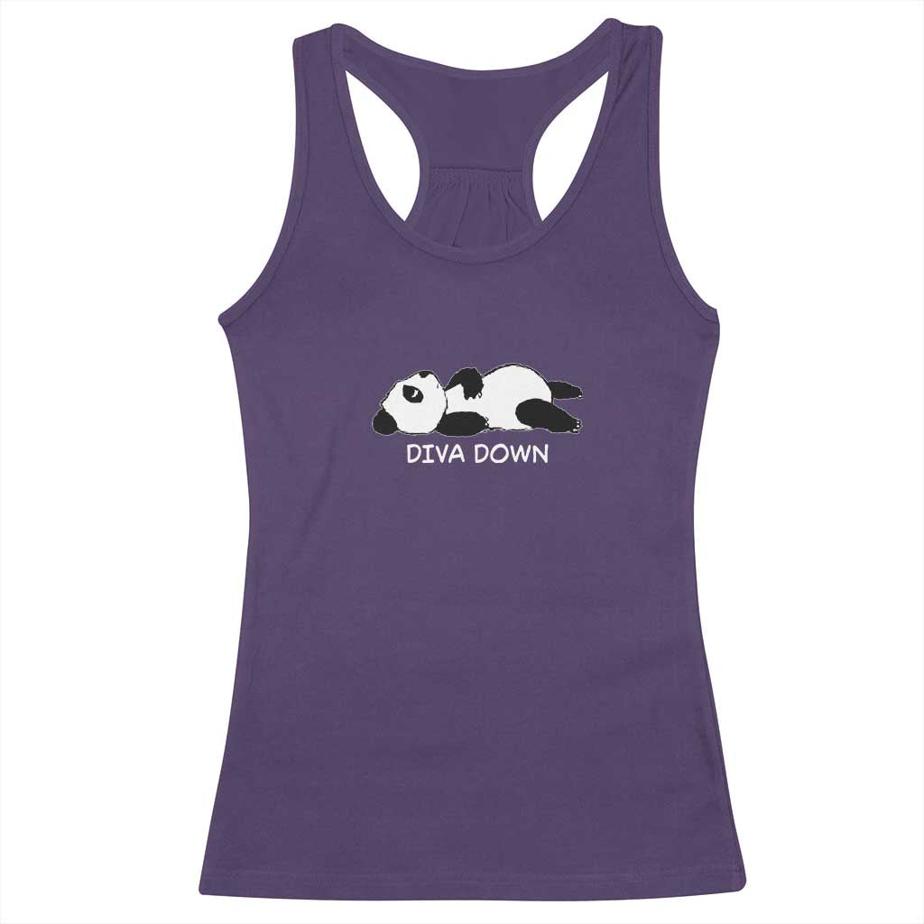 Diva Down Racerback Tank Top Funny Lazy Panda Meme TS14 Purple Print Your Wear