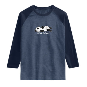 Diva Down Raglan Shirt Funny Lazy Panda Meme TS14 Heather Denim Navy Print Your Wear