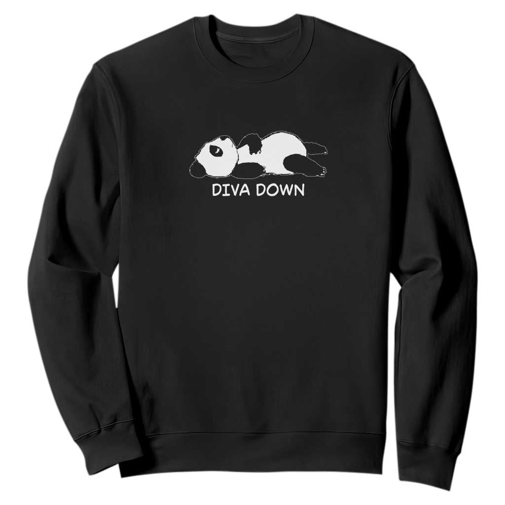 Diva Down Sweatshirt Funny Lazy Panda Meme TS14 Black Print Your Wear