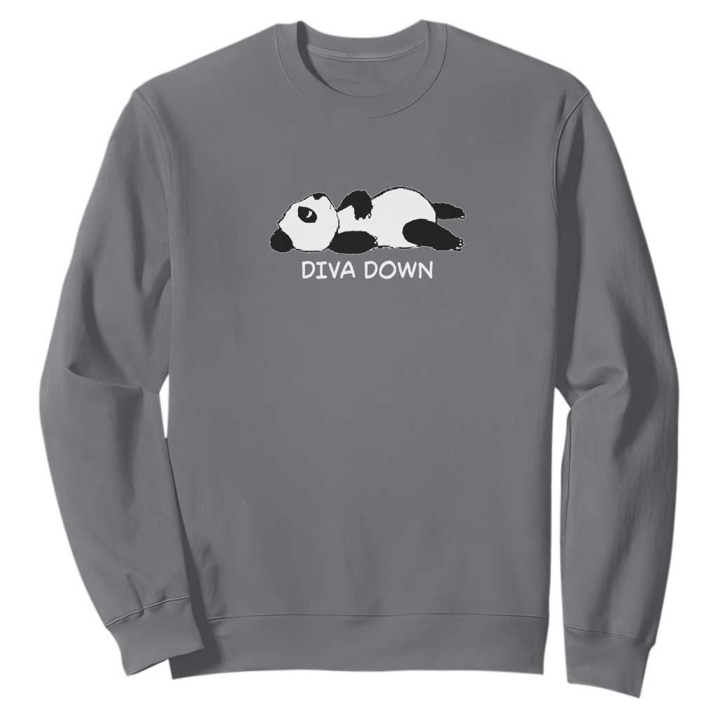 Diva Down Sweatshirt Funny Lazy Panda Meme TS14 Charcoal Print Your Wear