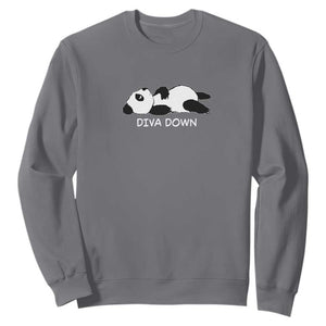 Diva Down Sweatshirt Funny Lazy Panda Meme TS14 Charcoal Print Your Wear