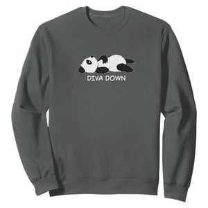 Diva Down Sweatshirt Funny Lazy Panda Meme TS14 Dark Heather Print Your Wear