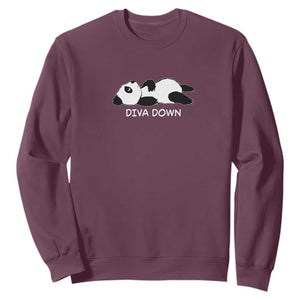 Diva Down Sweatshirt Funny Lazy Panda Meme TS14 Maroon Print Your Wear