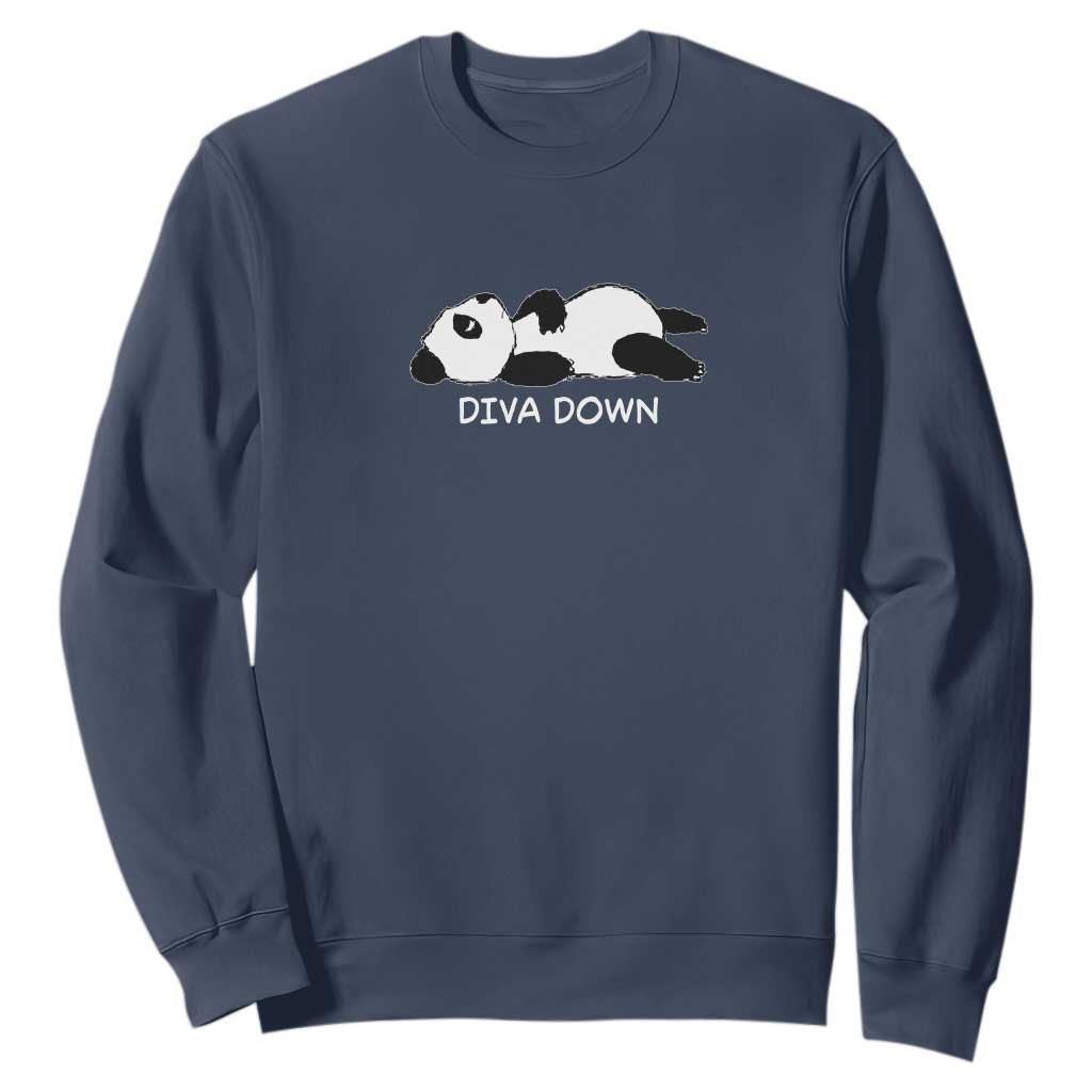 Diva Down Sweatshirt Funny Lazy Panda Meme TS14 Navy Print Your Wear