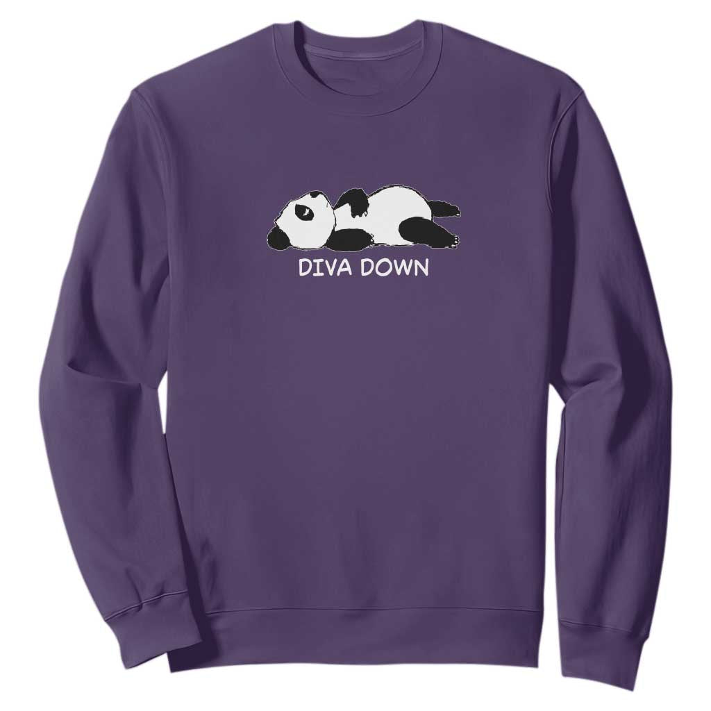 Diva Down Sweatshirt Funny Lazy Panda Meme TS14 Purple Print Your Wear