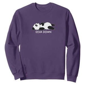 Diva Down Sweatshirt Funny Lazy Panda Meme TS14 Purple Print Your Wear