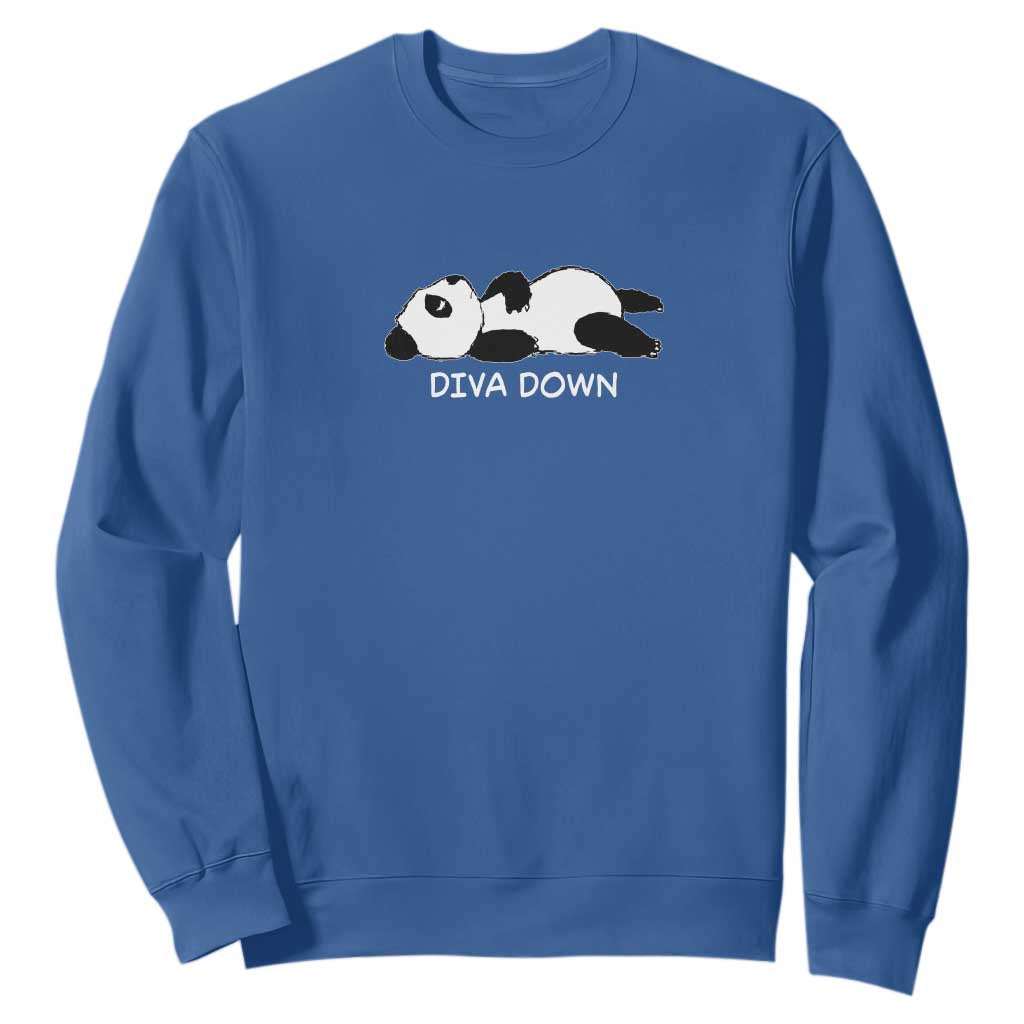 Diva Down Sweatshirt Funny Lazy Panda Meme TS14 Royal Blue Print Your Wear