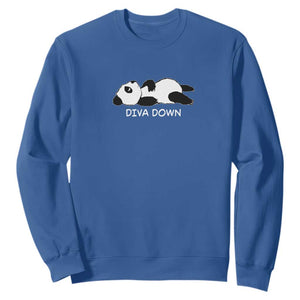 Diva Down Sweatshirt Funny Lazy Panda Meme TS14 Royal Blue Print Your Wear