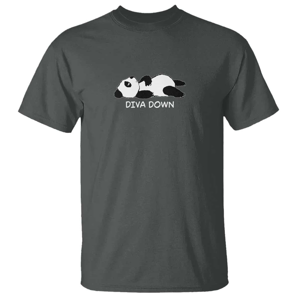 Diva Down T Shirt Funny Lazy Panda Meme TS14 Dark Heather Print Your Wear