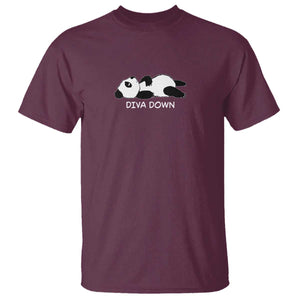 Diva Down T Shirt Funny Lazy Panda Meme TS14 Maroon Print Your Wear