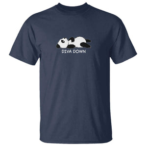 Diva Down T Shirt Funny Lazy Panda Meme TS14 Navy Print Your Wear