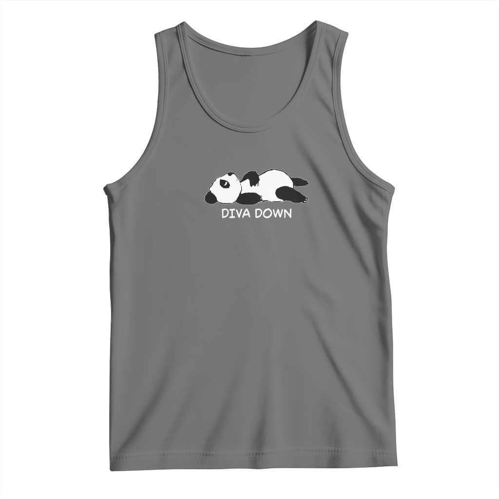 Diva Down Tank Top Funny Lazy Panda Meme TS14 Black Heather Print Your Wear