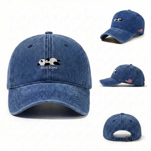 Diva Down Washed Cotton Baseball Cap Funny Lazy Panda Meme TS14 Washed Cap Universal Fit Royal Blue Print Your Wear