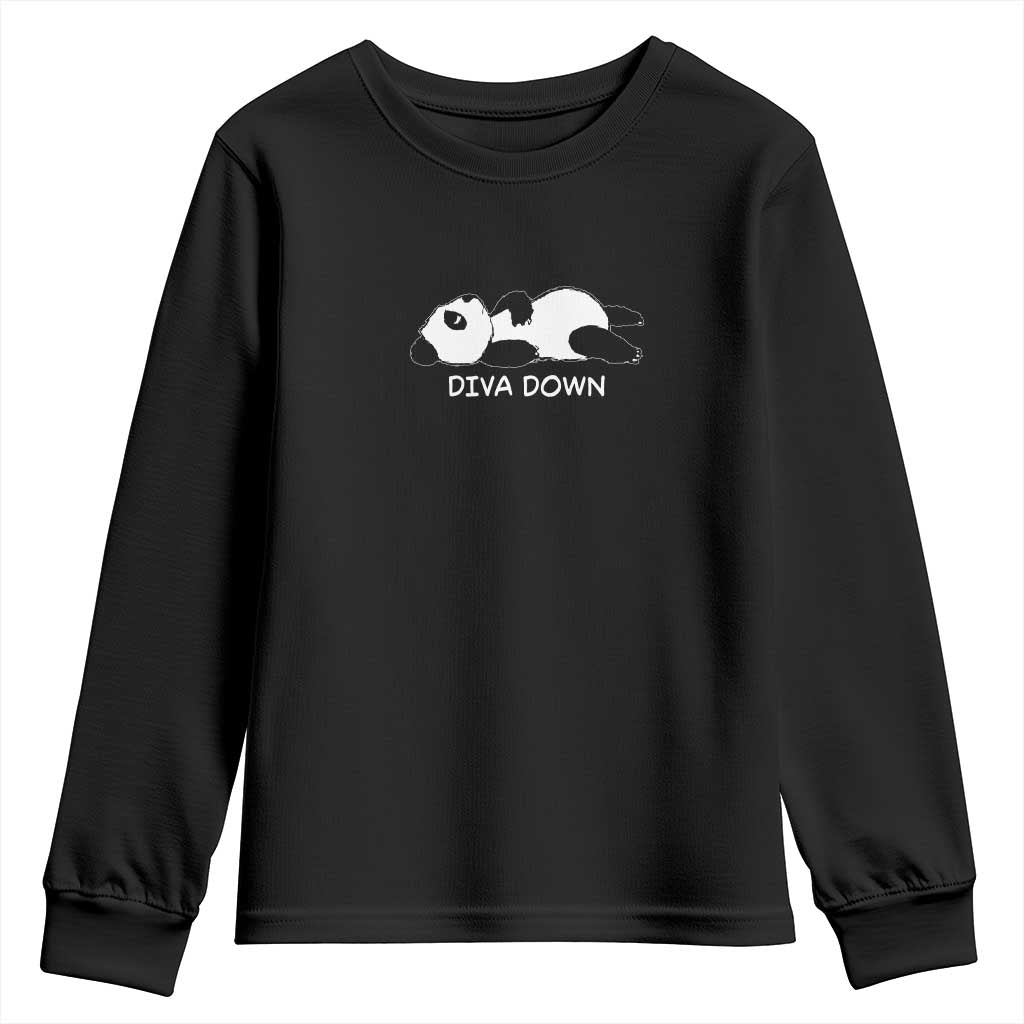 Diva Down Youth Sweatshirt Funny Lazy Panda Meme TS14 Black Print Your Wear