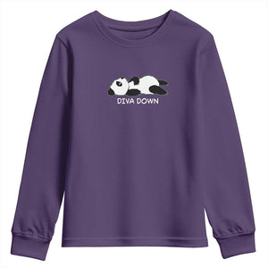 Diva Down Youth Sweatshirt Funny Lazy Panda Meme TS14 Purple Print Your Wear