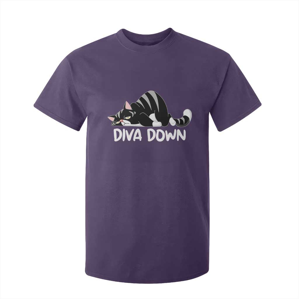 Diva Down T Shirt For Kid Funny Sarcastic Cat Meme TS14 Purple Print Your Wear