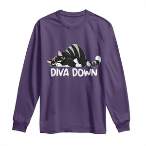 Diva Down Long Sleeve Shirt Funny Sarcastic Cat Meme TS14 Purple Print Your Wear