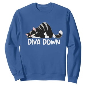 Diva Down Sweatshirt Funny Sarcastic Cat Meme TS14 Royal Blue Print Your Wear