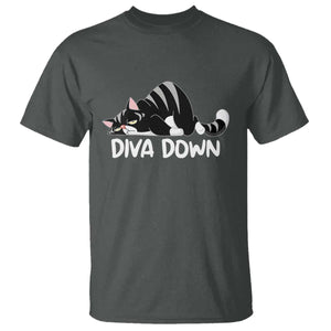 Diva Down T Shirt Funny Sarcastic Cat Meme TS14 Dark Heather Print Your Wear