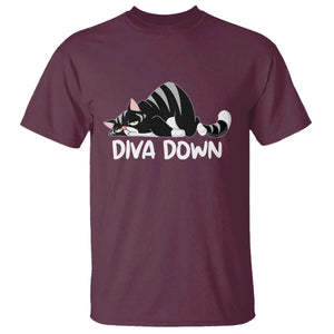 Diva Down T Shirt Funny Sarcastic Cat Meme TS14 Maroon Print Your Wear