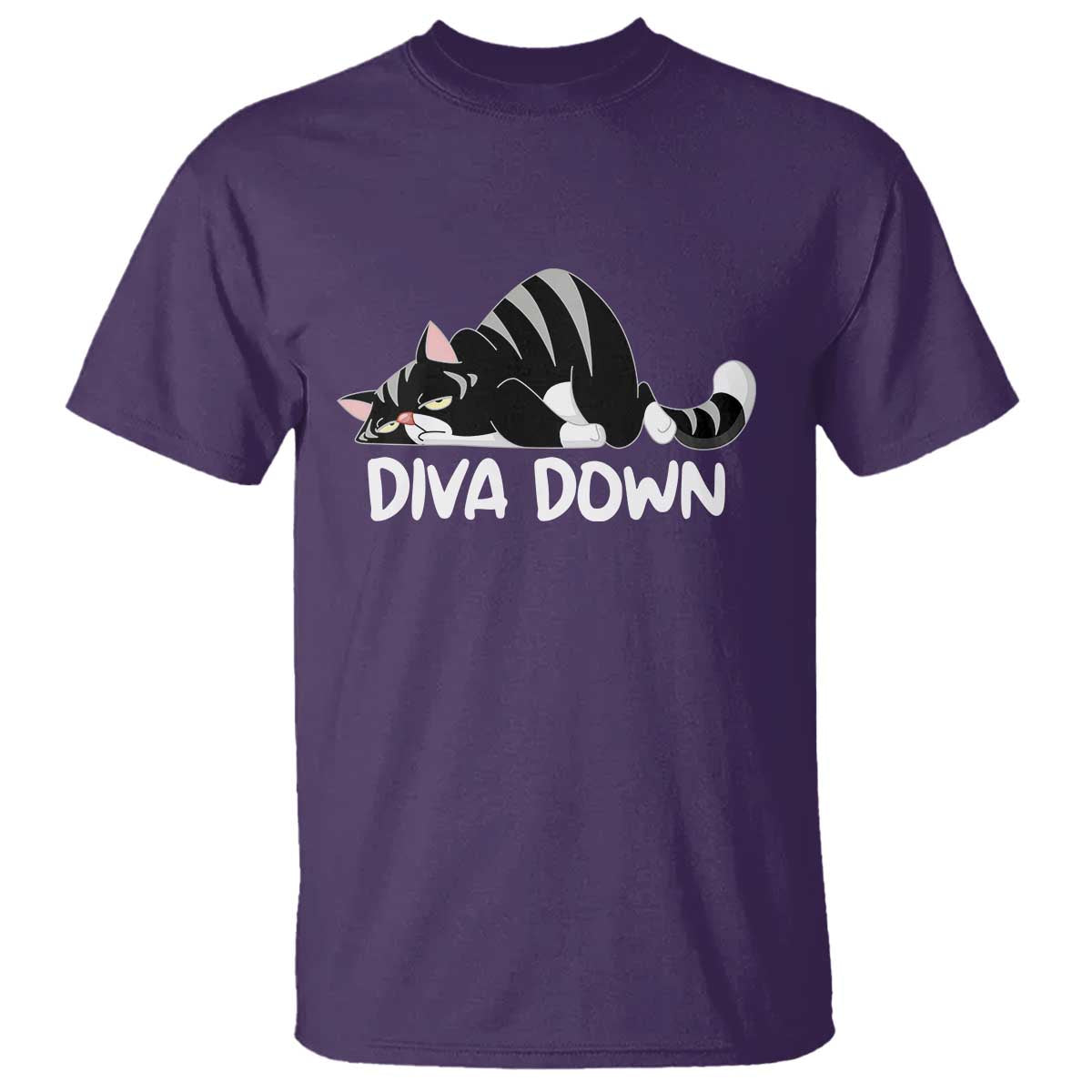 Diva Down T Shirt Funny Sarcastic Cat Meme TS14 Purple Print Your Wear