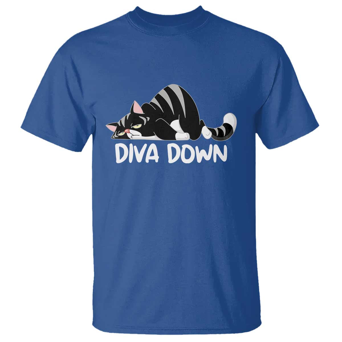 Diva Down T Shirt Funny Sarcastic Cat Meme TS14 Royal Blue Print Your Wear