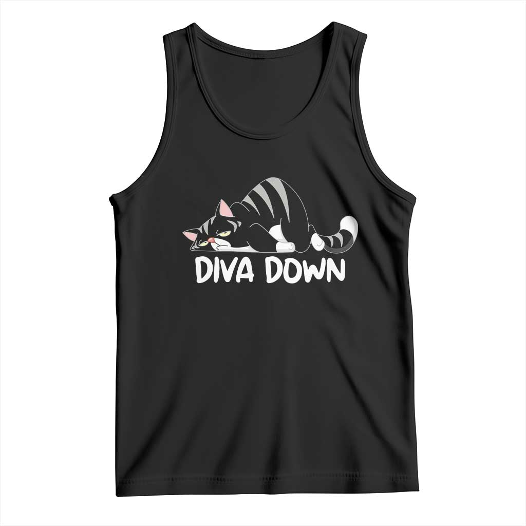 Diva Down Tank Top Funny Sarcastic Cat Meme TS14 Black Print Your Wear