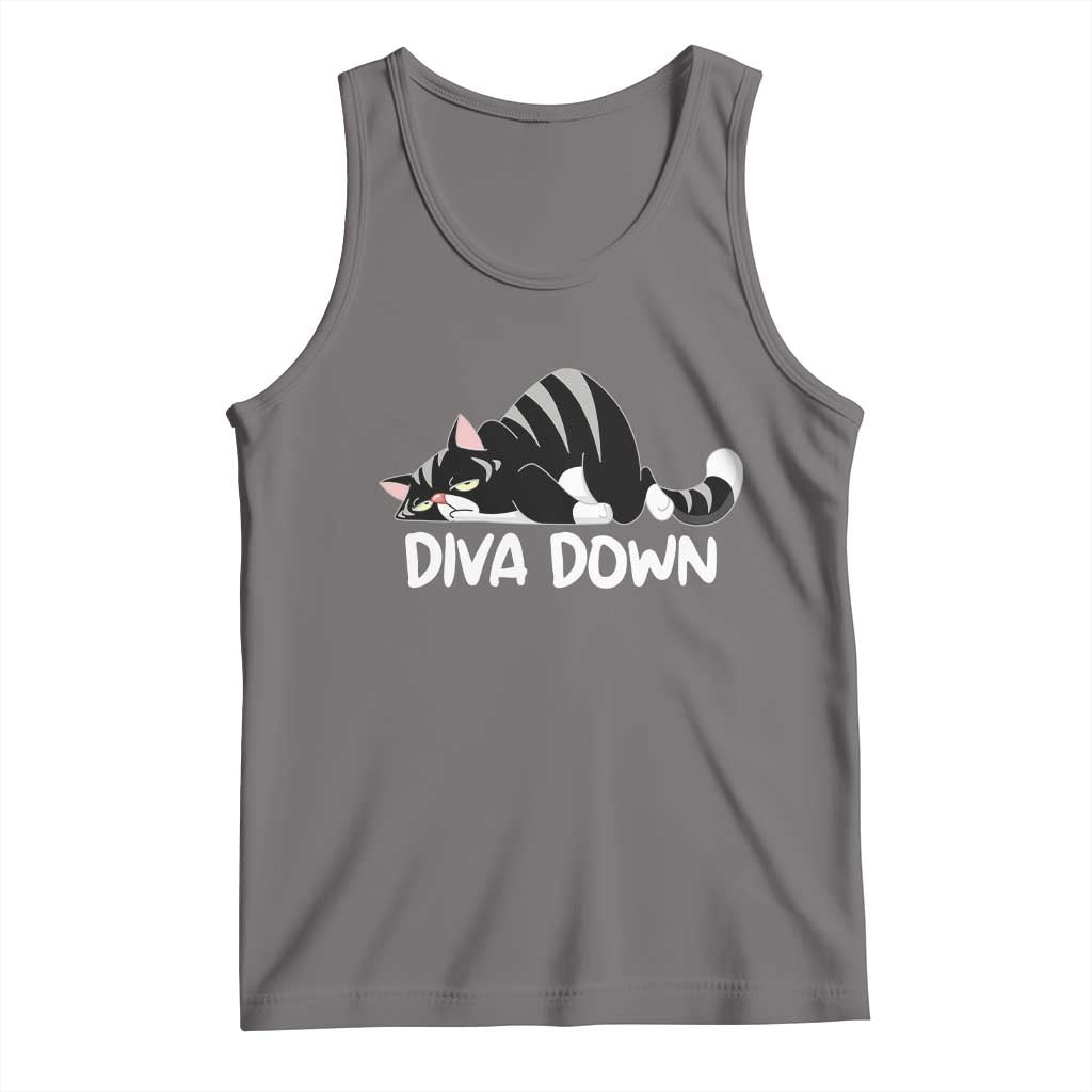 Diva Down Tank Top Funny Sarcastic Cat Meme TS14 Deep Heather Print Your Wear