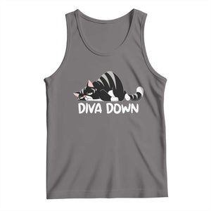 Diva Down Tank Top Funny Sarcastic Cat Meme TS14 Deep Heather Print Your Wear