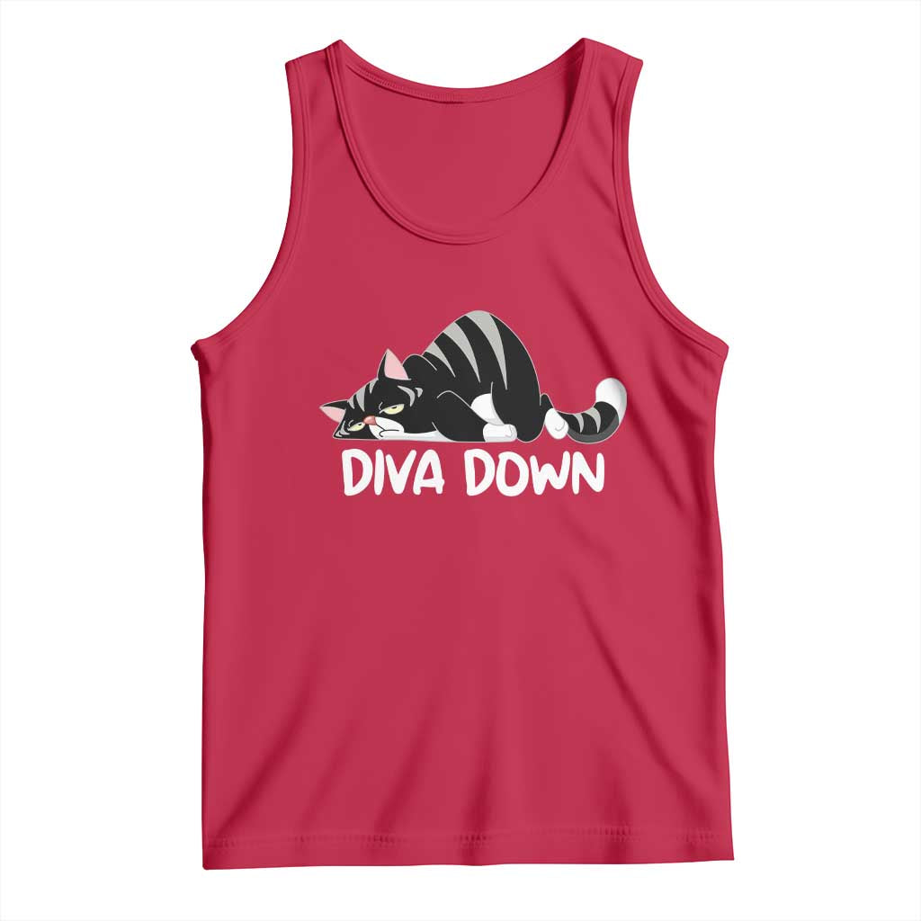 Diva Down Tank Top Funny Sarcastic Cat Meme TS14 Red Print Your Wear