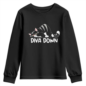 Diva Down Youth Sweatshirt Funny Sarcastic Cat Meme TS14 Black Print Your Wear