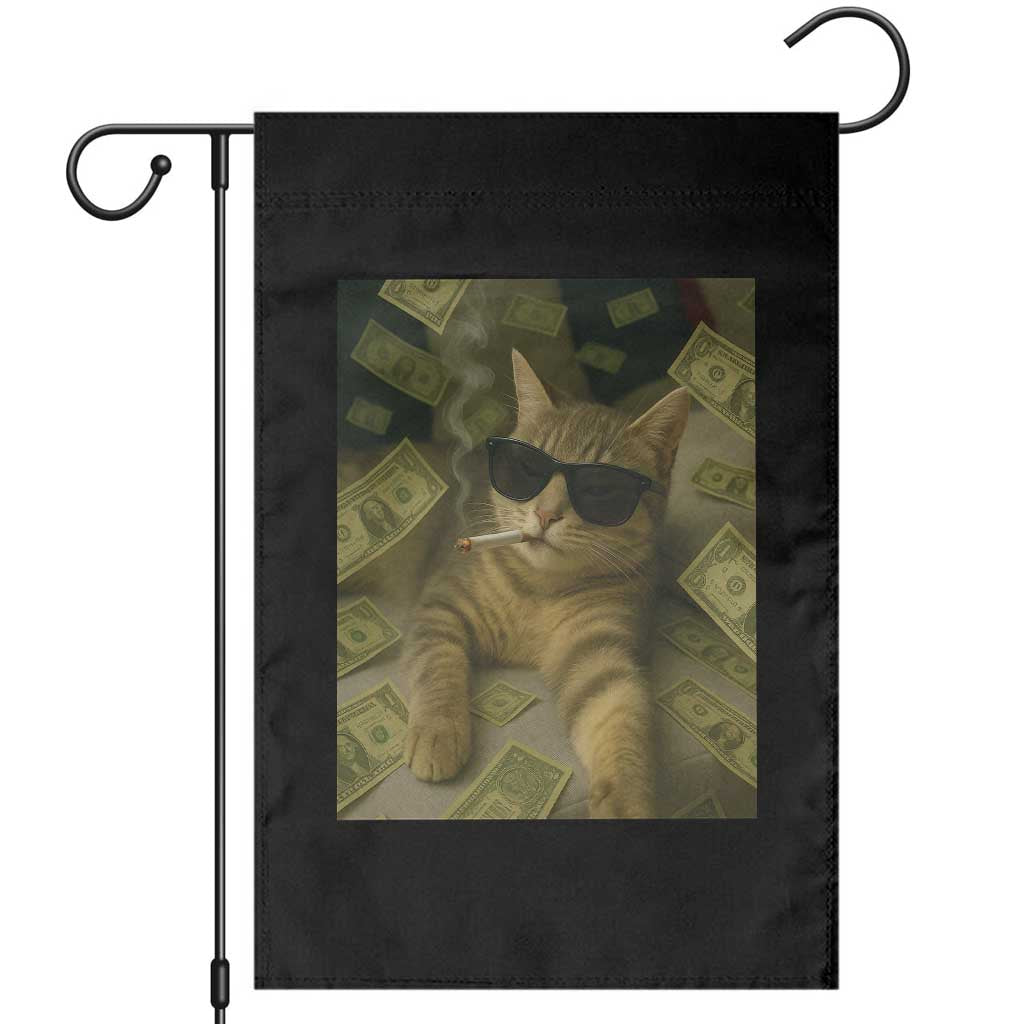 Funny Smoking Cat Selfie Meme Garden Flag Gen Z Joke TS14 Black Print Your Wear