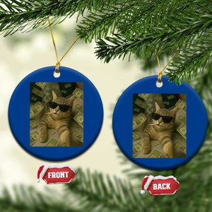 Funny Smoking Cat Selfie Meme Ceramic Ornament Gen Z Joke TS14 1pc Blue Print Your Wear