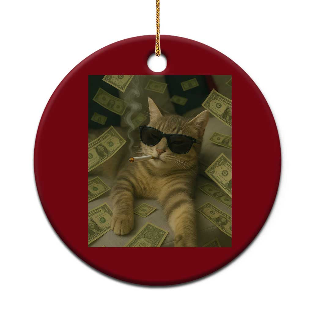 Funny Smoking Cat Selfie Meme Ceramic Ornament Gen Z Joke TS14 1pc Red Print Your Wear