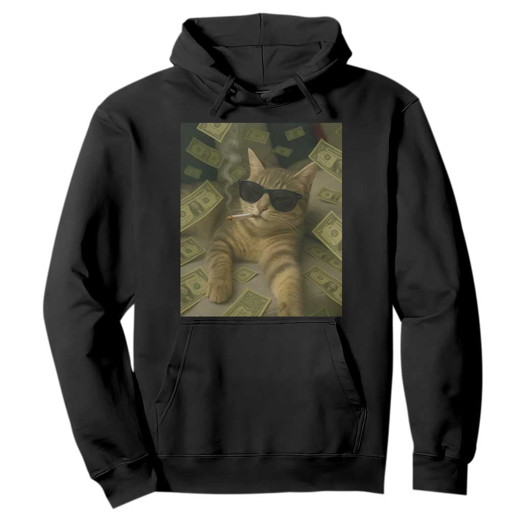 Funny Smoking Cat Selfie Meme Hoodie Gen Z Joke TS14 Black Print Your Wear