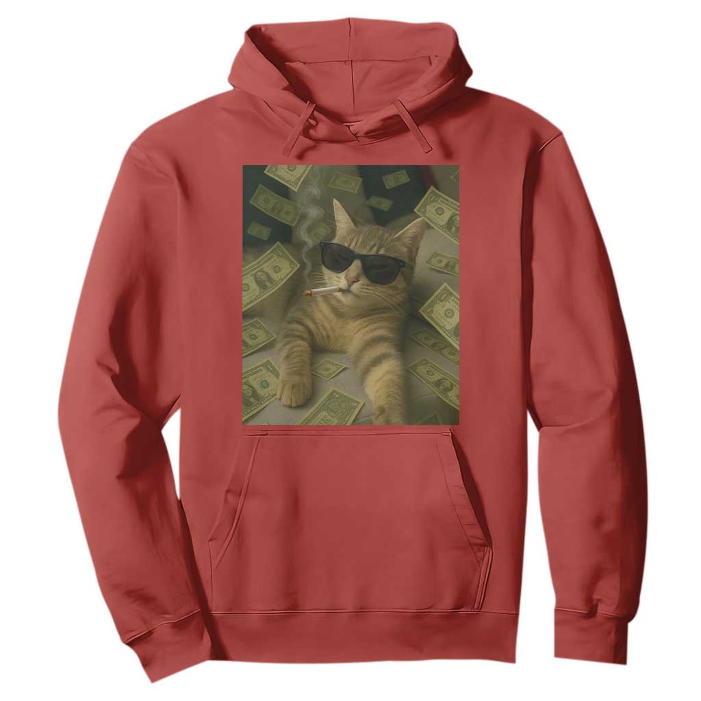 Funny Smoking Cat Selfie Meme Hoodie Gen Z Joke TS14 Red Print Your Wear
