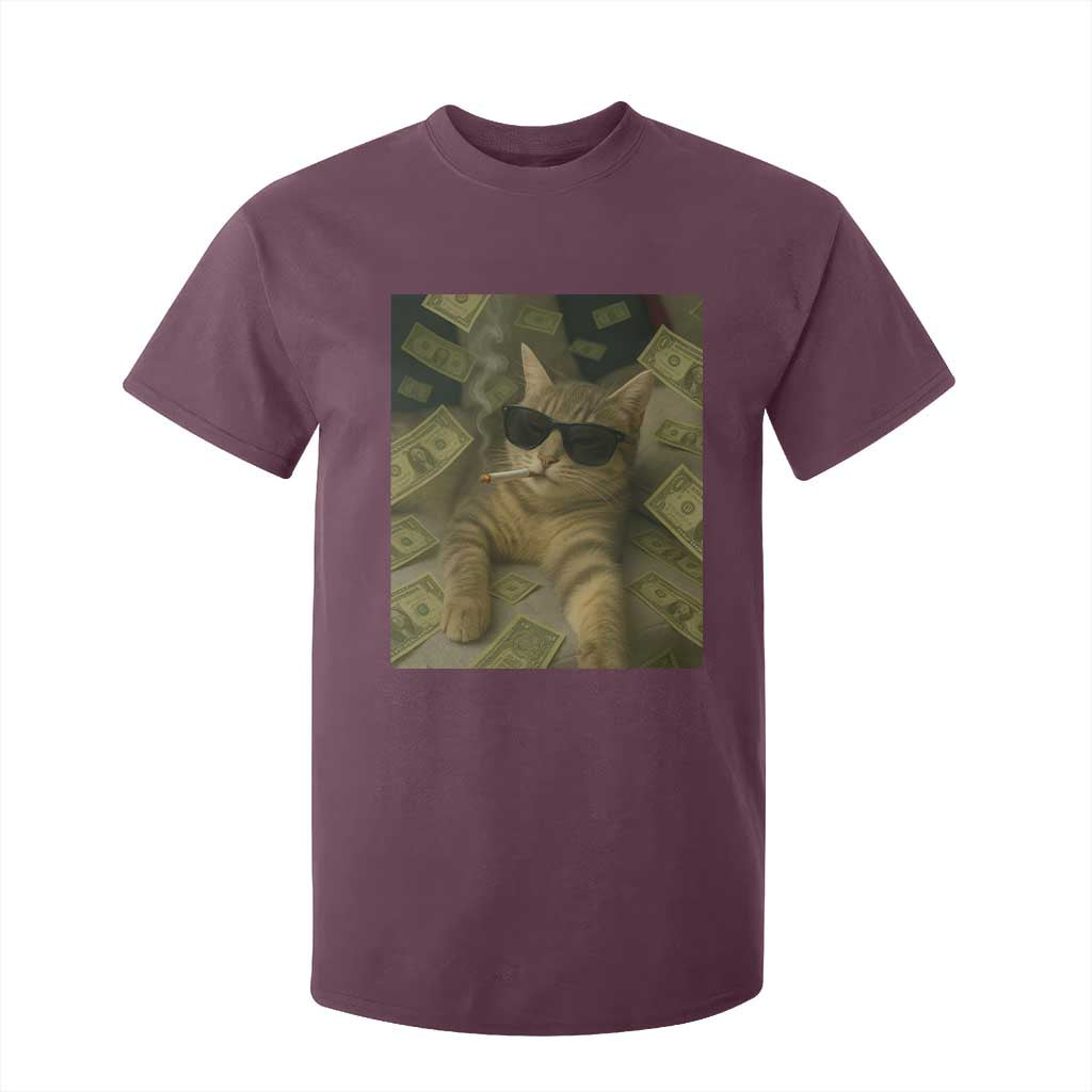 Funny Smoking Cat Selfie Meme T Shirt For Kid Gen Z Joke TS14 Maroon Print Your Wear
