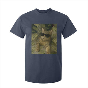 Funny Smoking Cat Selfie Meme T Shirt For Kid Gen Z Joke TS14 Navy Print Your Wear