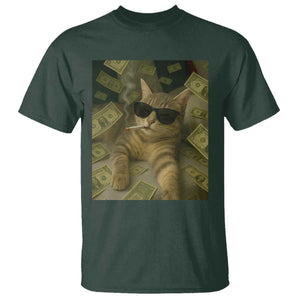 Funny Smoking Cat Selfie Meme T Shirt Gen Z Joke TS14 Dark Forest Green Print Your Wear