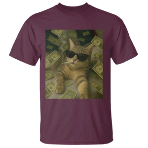 Funny Smoking Cat Selfie Meme T Shirt Gen Z Joke TS14 Maroon Print Your Wear