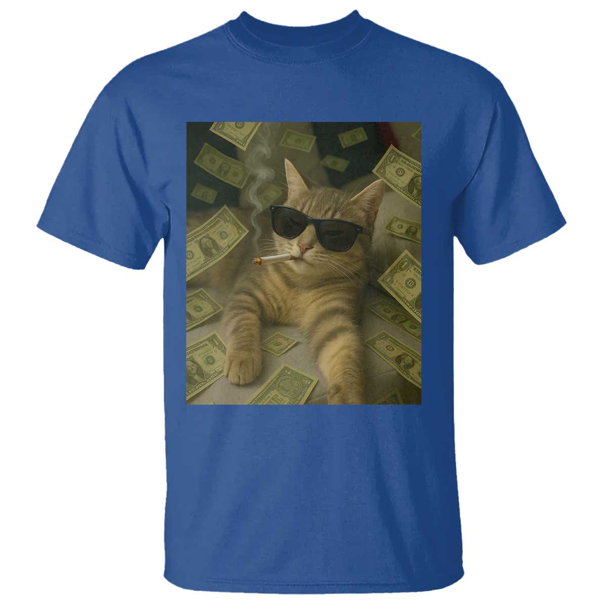 Funny Smoking Cat Selfie Meme T Shirt Gen Z Joke TS14 Royal Blue Print Your Wear