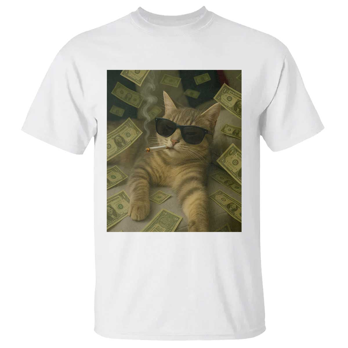 Funny Smoking Cat Selfie Meme T Shirt Gen Z Joke TS14 White Print Your Wear