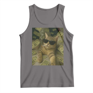 Funny Smoking Cat Selfie Meme Tank Top Gen Z Joke TS14 Deep Heather Print Your Wear