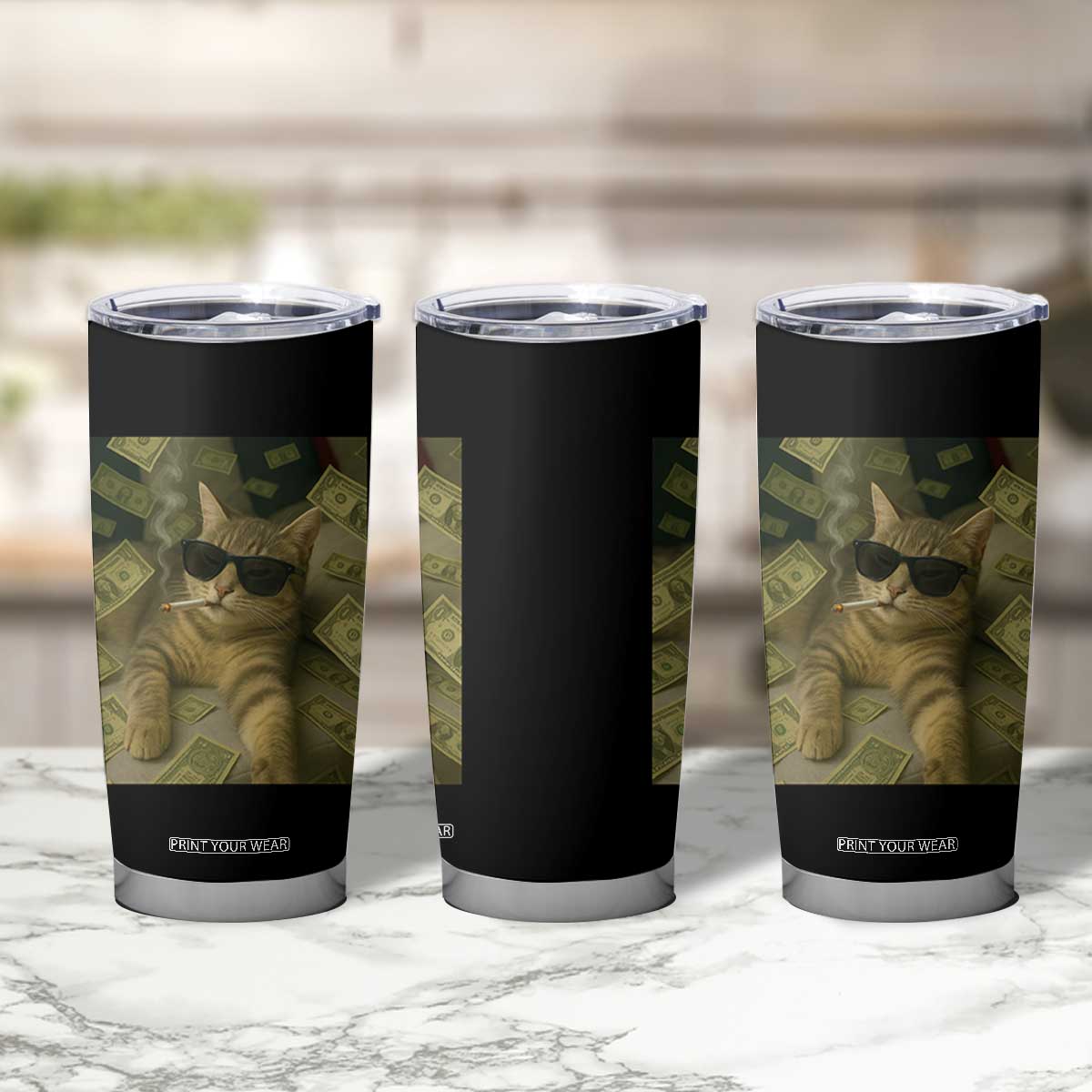 Funny Smoking Cat Selfie Meme Tumbler Cup Gen Z Joke TS14 Print Your Wear